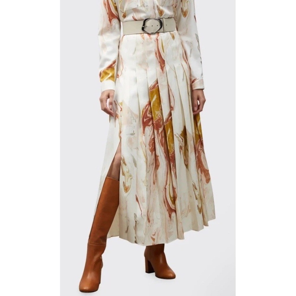 Drew Barrymore Worn Geode Print Eleanor Maxi Skirt by Lafayette 148 Silk Wool W0